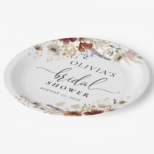 Assiette en papier Fête de mariage Tiny Wildflower (Angle)