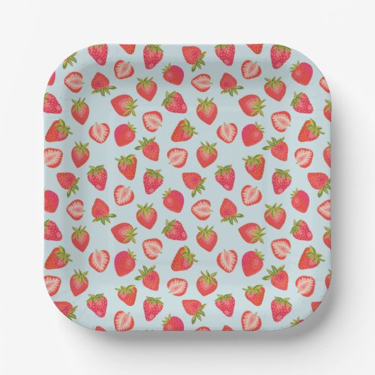 Assiette en papier Fête de pique-nique à la fraise (Recto)