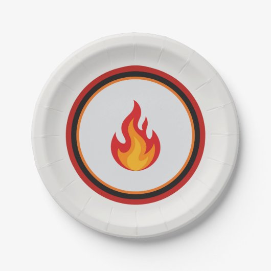Assiette en papier Flamme de pompier (Devant)