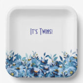 Assiette en papier fleur bleue et papillon (Recto)