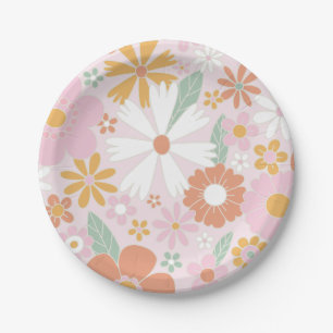 Assiette en papier Fleur de champ Florale Rétro po