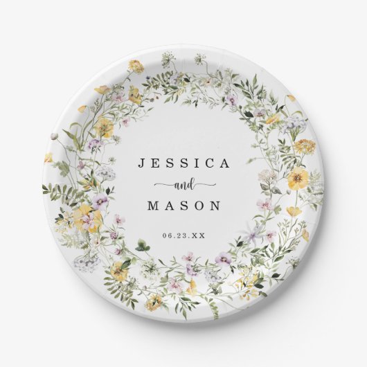 Assiette en papier Fleur de champ rustique (Devant)