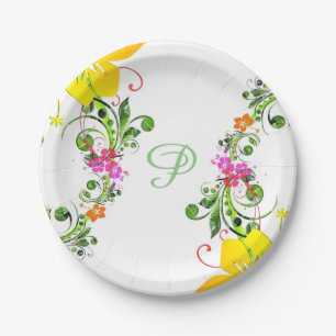 Assiette en papier fleur d'hibiscus