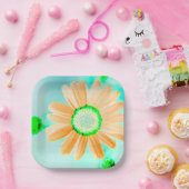 Assiette en papier Fleur Fantasy Orange Clair (Fête)