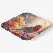 Assiette en papier fleur Orange Bird (Angulaire)