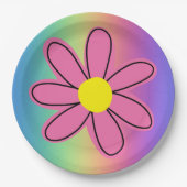 Assiette en papier Fleur Rose Arc-en-ciel (Devant)
