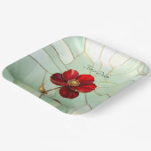 Assiette en papier Fleur rouge vitrail (Angulaire)