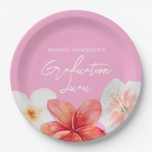 Assiette en papier fleur tropicale Luau de graduat