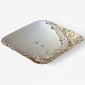 Assiette en papier Fleurs blanches modernes Perles (Angulaire)
