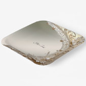 Assiette en papier fleurs blanches perles moderne (Angulaire)