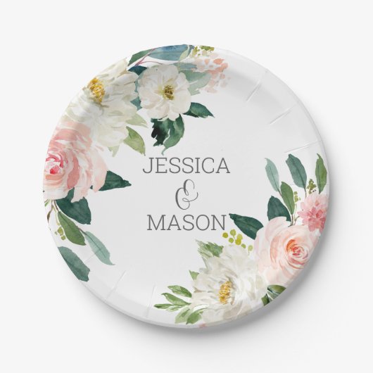 Assiette en papier Fleurs Blooming Monogram Mariag (Devant)