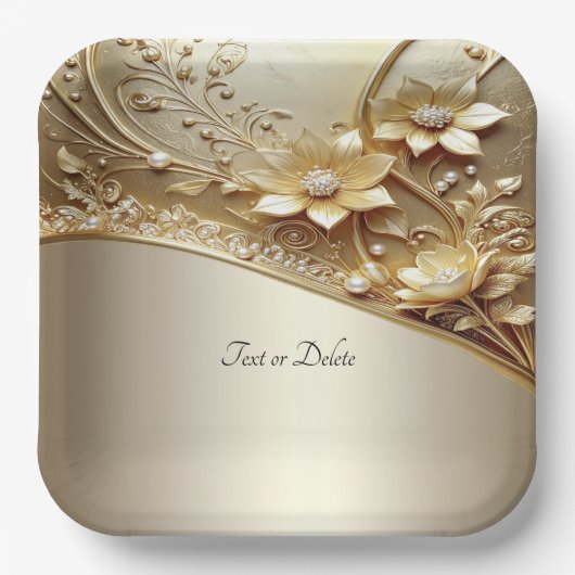 Assiette en Papier Fleurs Ornées Modernes avec Per (Recto)