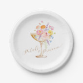 Assiette en papier Fleurs & Prosecco pour la douch (Devant)