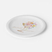 Assiette en papier Fleurs & Prosecco pour la douch (Angle)