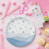 Assiette en papier flocon de neige bleu hivernal (Fête)