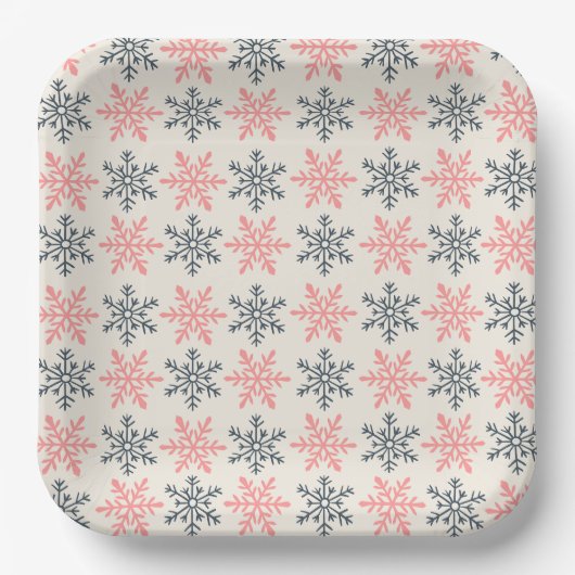 Assiette en papier flocon de neige d'hiver (Recto)