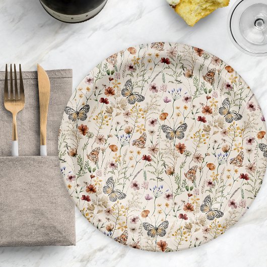 Assiette en papier floral bohème
