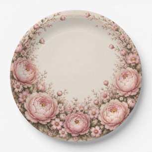 Assiette en papier Floral One Little Friend pour u