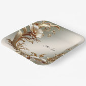 Assiette en papier floral or (Angulaire)