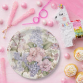 Assiette en papier floral rose violet (Fête)