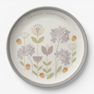 Assiette en papier florale d'automne de gratitude