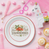 Assiette en papier fraises (Fête)