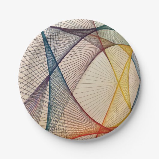 Assiette en papier géométrique colorée (Devant)