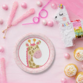 Assiette en papier Girafe rose (Fête)