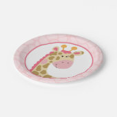 Assiette en papier Girafe rose (Angle)