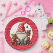 Assiette en papier Gnome Fraise (Fête)