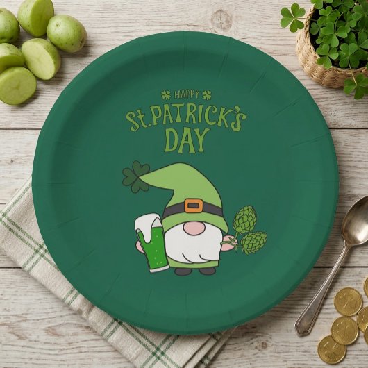 Assiette en papier Gnome St Patrick
