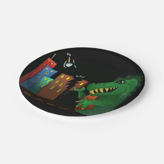 assiette en papier. Godzilla (Angle)