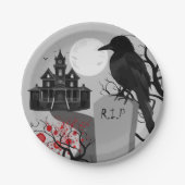 Assiette en papier Halloween gothique effrayant (Devant)