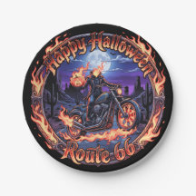 Assiette en papier Halloween Route 66