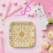 Assiette en papier imprimé floral et soleil (Fête)