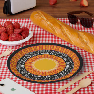 Assiette en papier imprimée Kente Mudcloth moderne