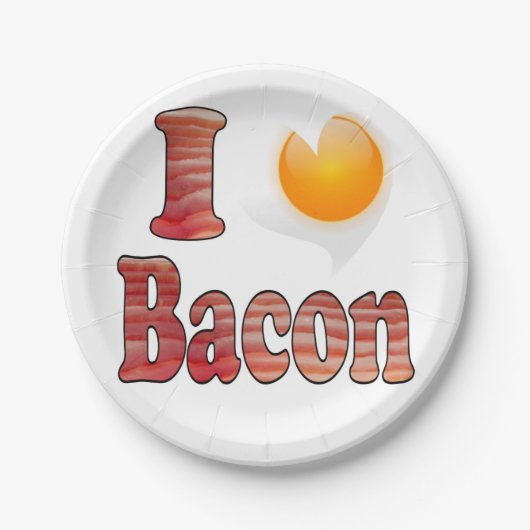 Assiette en Papier J'adore le Bacon (Devant)
