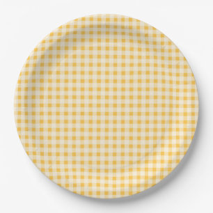 ASSIETTE EN PAPIER JAUNE À CARREAUX DE STYLE RUSTI