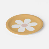 Assiette en papier jaune Retro Daisy Boho (Angle)