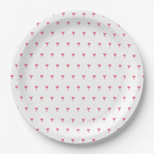 Assiette en papier jolie motif coeurs rouges pour 