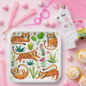 ASSIETTE EN PAPIER: JOUER DES TIGRES (Fête)