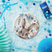 Assiette en papier lapin floral (Fête)