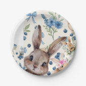 Assiette en papier lapin floral (Devant)