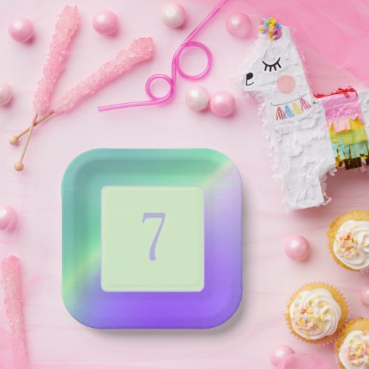 Assiette en papier lavande et verte (Fête)