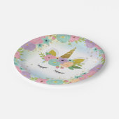 Assiette en papier licorne florale (Angle)
