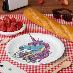 Assiette en papier Licorne Magique pour anniversai