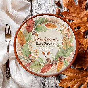 Assiette en papier Little Acorn automne Baby Showe