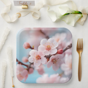 Assiette en papier Magie Fleur Rose