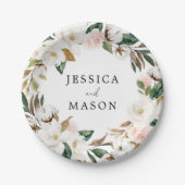 Assiette en papier Magnolia Coton Monogramme pour (Devant)