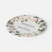 Assiette en papier Magnolia Cotton Monogram Bridal (Angle)